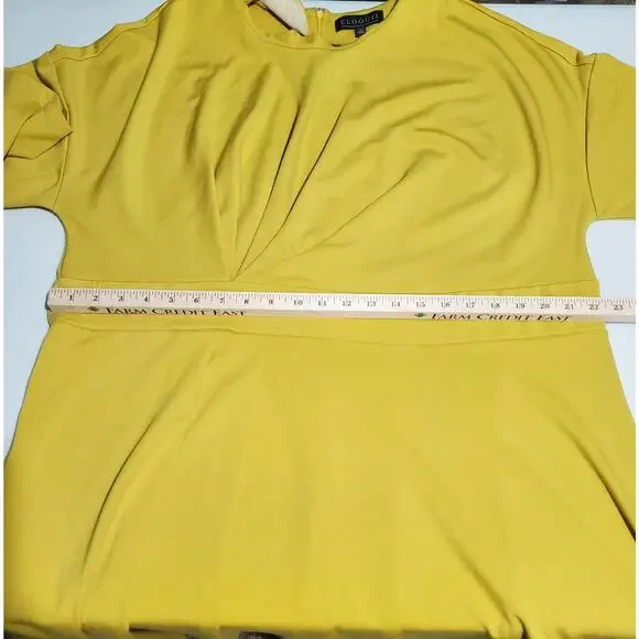 Eloquii Womens Golden Yellow Long Sleeve Dress Size 22 Fall Wedding Guest Office - Picture 4 of 4